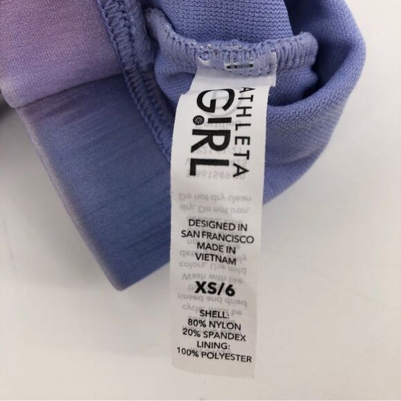 Athleta Girl Swim Top Girls XS 6 Purple Pink Tie Dye High Neck Bikini Top - Picture 4 of 7
